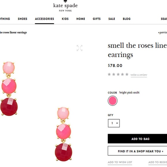 NWT Kate Spade Smell The Roses Linear Pink Drop Earrings 12k Gold $105 - Picture 4 of 9
